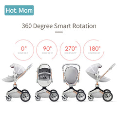 Exclusive Luxurious Baby Stroller 3 in 1 carriage with Bassinet 360° Rotation Function